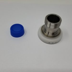 A blue bottle cap and a chuck