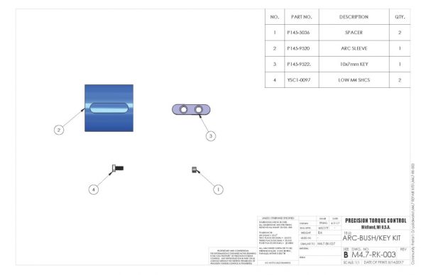 Drawing of blue bushing and key ket